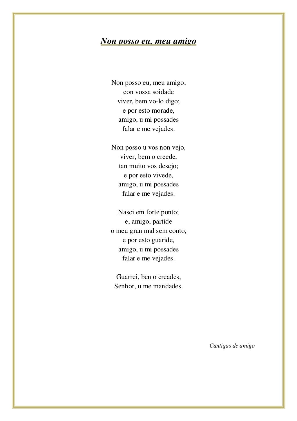 Cantigas de amigo D. Dinis Cantigas de amigo D. Dinis