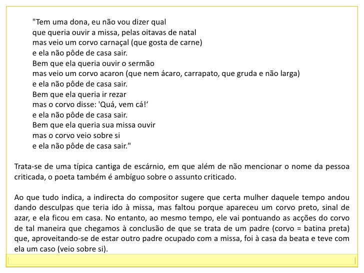Cantigas De Escárnio E Maldizer Exemplos