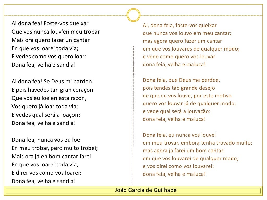 Cantigas De Escárnio E Maldizer Exemplos