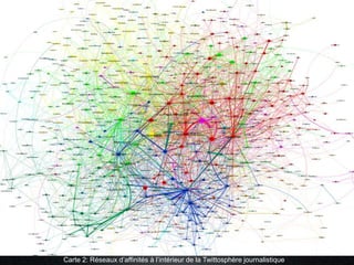Carte 2: Réseaux d’affinités à l’intérieur de la Twittosphère journalistique
 