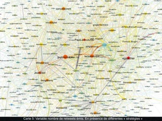 Carte 5: Variable nombre de retweets émis. En présence de différentes « stratégies »
 
