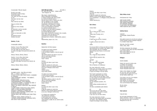 Composição: Marcelo Aguiar                    AOS PÉS DA CRUZ                (Sl.108:1)
                                              CD: AOS PÉS DA CRUZ – Kleber lucas               Restitui
Me dê a sua mão                                Tom Original: Ab                                eu quero de volta o que é meu
Me abraça e anda comigo                                                                        sara-me
                                                                                                                                                Nem Olhos viram
Saí da escuridão                              Meu Jesus, maravilhoso és,                       e põe teu azeite em minha dor
Teu amor me livrou do perigo                  Minha inspiração a prosseguir                    Restitui e leva minhas águas tranquilas
Eu sei                                        E mesmo quando tudo não vai bem                  la-va me(Senhor..) e refrigera minha alma (2x)   Vencedores por Cristo
Teu amor me faz viver                         Eu continuo olhando para ti,                     restitui...
Eu sei                                        Pois sei que tu tens o melhor pra mim;           restitui Senhor(2x)                              NEM OLHOS VIRAM
Sem você só vou sofrer                        Há um segredo no teu coração                                                                      NEM OUVIDOS OUVIRAM
                                              Oh, dá-me forças pra continuar,                                                                   NEM JAMAIS PENETROU
Pega na minha mão                             Guardando a promessa em oração.                                                                   EM CORAÇÃO HUMANO
                                                                                               Ele é Deus
Hei!                                          Firme, ó Deus, está o meu coração,                                                                O QUE DEUS TEM PREPARADO
Manda no meu coração                          Firme nas promessas do Senhor,                                                                    PARA AQUELES QUE O AMAM
Hei!                                          Eu continuo olhando para ti                      Carlos Sider
Ao descobrir você eu acordei                  E assim eu sei que posso prosseguir...
Pega na minha mão                             E mesmo quando eu chorar,                        G               D/F#
                                                                                                                                                Galhos Secos
Hei!                                          As minhas lágrimas serão                         Ele é o Deus que fez a terra
Firma os meus pés no chão                     Para regar a minha fé e consolar meu coração,    C/E         C
Hei!                                          Pois o que chora aos pés da cruz,                Todos céus e mares, sol e                        Catedral
Na glória de Jesus                            Clamando em nome de Jesus,                       G                                                Composição: Banda Êxodos
Sempre louvarei                               Alcançará de ti, Senhor, misericórdia, graça e   entardecer                                       Em
                                              luz.                                                   C          G
                                              Misericórdia, graça e luz. (2x)                  É Deus que do pó fez o homem                     Nos galhos secos de uma árvore qualquer
                                                                                                         A                                      Onde ninguém jamais pudesse imaginar
Senhor, Tu és                                                                                                                                   E o Criador nosso Deus
                                                                                               E neste universo tem todo o
                                                                                                 D
                                              Restitui                                                                                          Nos deu uma flor a brotar
Composição católica                                                                            poder
                                                                                                                                                Olhai, olhai, olhai.
Senhor, Tu és o Meu Deus forte                Apascentar de Nova Iguaçu                        Eu sei que Dele é a força que abre os mares
A minha rocha e a minha luz.                                                                   Que estremece os montes, que detêm o sol         Os lírios cresceram nos campos
Por isso cada vez que olho para Ti            Os planos que foram embora                       Que incendeia, faz ruir muralhas                 E o Senhor nosso Deus nos têm alimentado
eu sinto uma água viva que sai de dentro de   o sonho que se perdeu                            Que dá força aos fracos e os faz andar           para nossa alegria
mim!                                          o que era festa e agora, é luto do que já        Refrão                                           Para nossa alegria ah-ah-ah
                                              morreu                                           B7          Em                                   Para nossa alegria
Aleluia, Aleluia, Aleluia, Aleluia.           não podes pensar que este é o teu fim            Ele, o Deus da sarça ardente
                                              não é o que Deus planejou                                 C
Senhor, Tu és o Meu Deus forte                levante se do chao                               Ainda hoje faz queimar meu                       Milagre
A minha rocha e a minha luz.                  erga o clamor                                     G
Por isso cada vez que olho para Ti                                                             coração
eu sinto uma água viva que sai de dentro de   Restitui                                         B7          Em                                   André Valadão
mim!                                          eu quero de volta o que é meu                    Sim, por toda a eternidade
                                              sara-me                                                 A         D4 D                            Posso crer que em minha vida
Aleluia, Aleluia, Aleluia, Aleluia.           e põe teu azeite em minha dor                    Ele é o Senhor, é o soberano                     O milagre vai acontecer
                                              restitui e leva-me as águas tranquilas                                                            Posso ver as promessas
                                              lava-me e refrigera minha alma                   Por mais voltas dê o mundo                       Sendo liberadas sobre mim
                                              restitui                                         Onde quer que esteja, quero me lembrar           Sendo liberadas sobre mim
DEUS FORTE
                                              restitui senhor                                  Que este Deus, o criador de tudo
                                              ouça nosso clamor                                É quem me dirige e me faz cantar                 Hoje o meu milagre vai chegar
(KLEBER LUCAS – AOS PÉS DA CRUZ)                                                                                                                Eu vou crer, não vou duvidar
INT -> [ G Bm C | G Bm C ]                    Os planos que foram embora                       Ele é quem repreende os ventos                   O preço que foi pago ali na cruz
Ó DEUS TU ÉS O MEU DEUS FORTE, O GRANDE       o sonho que se perdeu                            com uma palavra faz calar o mar                  Me dá vitória nesta hora
EL-SHADDAI                                    o que era festa e agora, é luto do que já        Ele é o Deus que faz da água, vinho
TODO PODEROSO, ADONAI – TEU NOME É            morreu                                           e o Seu poder os mortos pode levantar            Tua morte, tua cruz, teu sangue
MARAVILHOSO                                   não podes pensar q este é o teu fim              Ele é quem faz que os cegos                      Derramado no calvário
CONSELHEIRO, PRÍNCIPE DA PAZ,                 não é o que Deus planejou                        tenham vista                                     Está selado, foi consumado
YESHUARAMASHIA, DEUS EMANUEL                  levante-se do chão                               faz que aleijados possam, sim,                   Vivo, hoje livre do pecado
O PASTOR DE ISRAEL, O GUARDA DE SIÃO, A       erga o clamor                                    andar                                            Vivo as promessas dos milagres
BRILHANTE ESTRELA DA MANHÃ                                                                     Vidas velhas transformando em
JESUS, TEU NOME É PRECIOSO, MEU SENHOR        Restitui                                         novas                                            Me dá vitória
E CRISTO                                      eu quero de volta o que é meu                    de toda a ansiedade pode libertar                Nesta hora
O NOME SOBRE TODOS PELO QUAL EXISTO           sara-me
JIRÊH, O DEUS DA MINHA PROVISÃO –             e põe teu azeite em minha dor                    B7                Em
SHALOM, O SENHOR É A MINHA PAZ                Restitui e leva minhas águas tranquilas          Ele é a luz que com Seu brilho                   Vem adorar
SHAMAR, DEUS PRESENTE SEMPRE ESTÁ – EL-       la-va me e refrigera minha alma                  veio alcançar meu pobre coração
ELION, OUTRO IGUAL NÃO                                                                         Ele é venceu a morte
JEOVAH RAFA, MEU SENHOR QUE CURA TODA         E o tempo que roubado foi                        e por Sua cruz me deu vitória                    Casa de Davi
DOR                                           não poderá se comparar
TSEKENU YAVEH, MINHA JUSTIÇA É                a tudo aquilo que o senhor                       Por mais voltas dê o mundo                       Ao que está assentado no Trono
 ELOHIM, ELOHIM DEUS NO CONTROLE ESTÁ,        tem preparado ao que clamar                      onde quer que esteja quero me lembrar            Seja o domínio, o louvor, e a adoração
MEU DEUS TUDO GOVERNA                         creia porque o poder de um clamor pode           que Jesus, meu redentor amado                    Eu olho para ele, vejo a sua glória,
                                              ressucitar...                                    é quem me dirige e me faz cantar                 Mergulho em seu rio,



                                                                                          37                                                                                               38
 