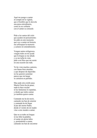 Canto I Martín Fierro