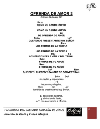 Cantoral presentación de los dones con acordes 2012