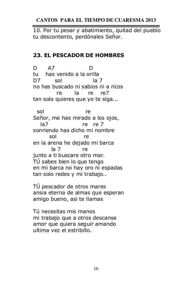 Tu Has Venido A La Orilla Letra Cantos de cuaresma Kerygma Asuncion