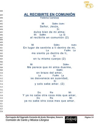 Cantos eucarísticos con acordes 2013