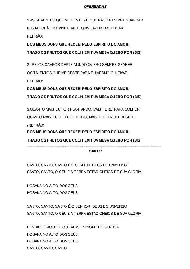 Cantos Para Missa Do Divino Espirito Santo Cantos Missa