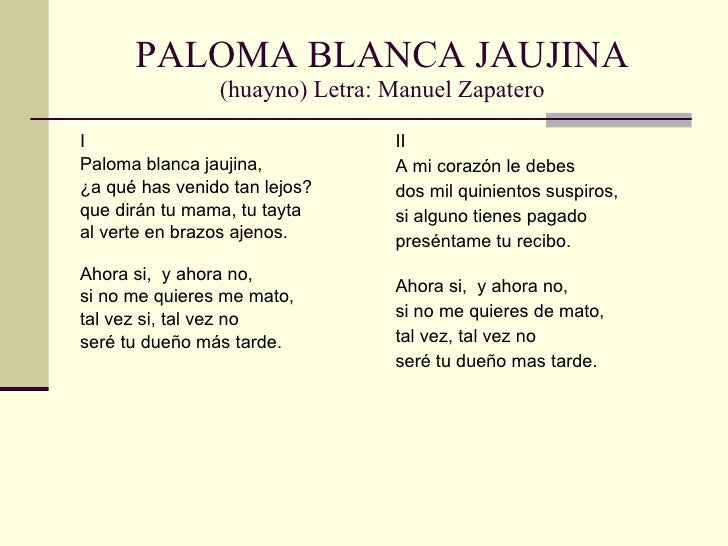 Cuna Blanca Letra Cancion
