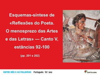 Esquemas-síntese de
«Reflexões do Poeta.
O menosprezo das Artes
e das Letras» — Canto V,
estâncias 92-100
(pp. 201 e 202)
 