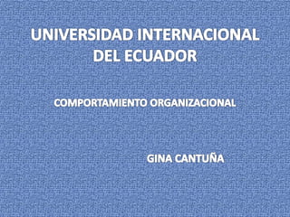 UNIVERSIDAD INTERNACIONAL DEL ECUADOR COMPORTAMIENTO ORGANIZACIONAL              GINA CANTUÑA 