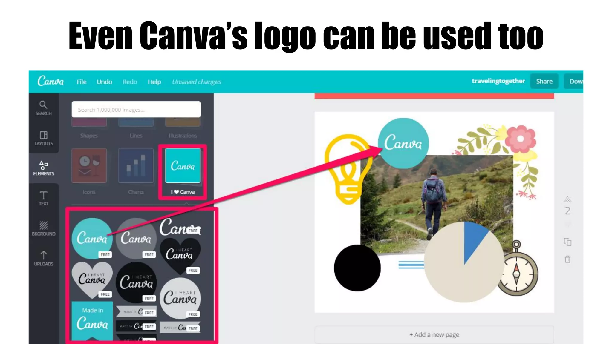 Even Canva’s logo can be used too
 