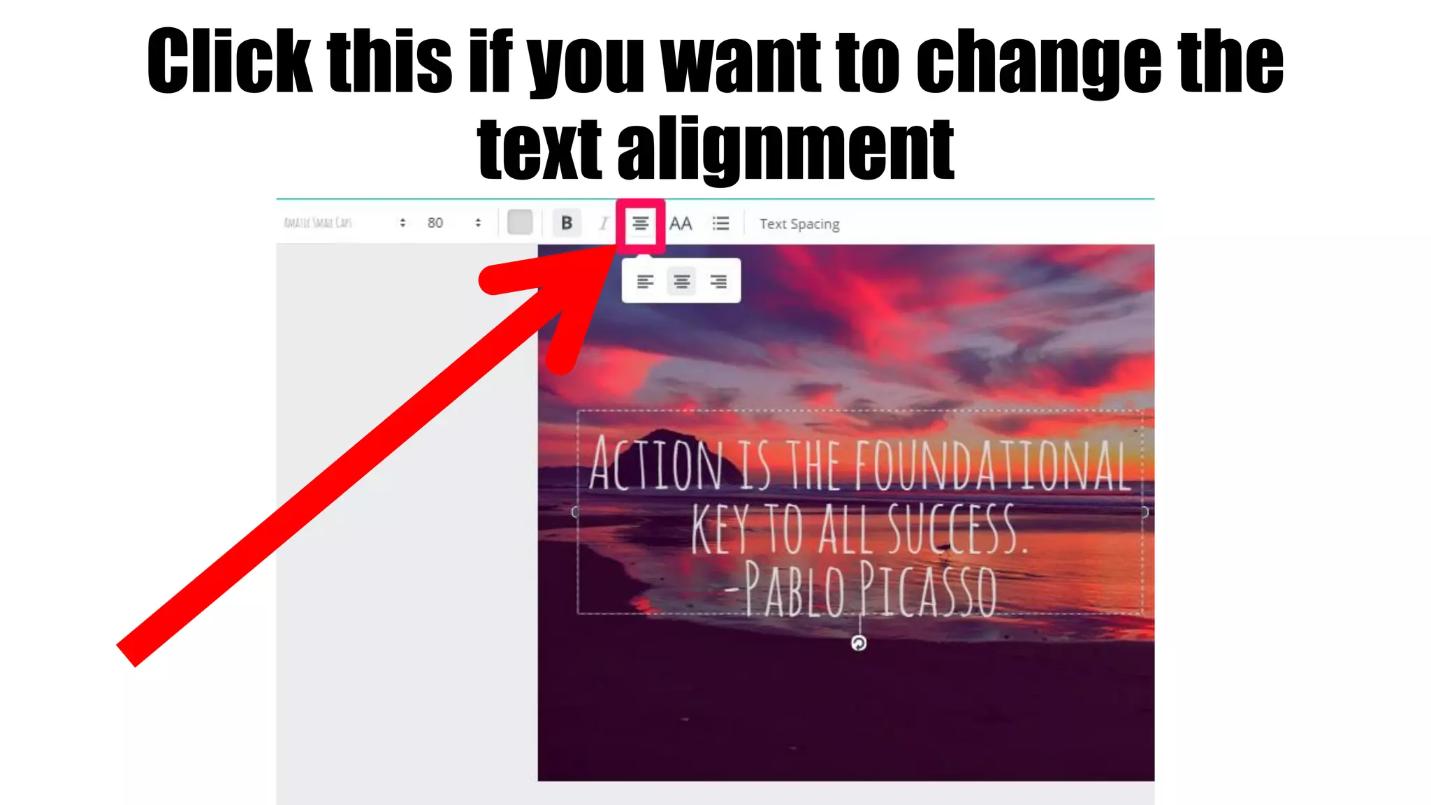 Click this if you want to change the
text alignment
 