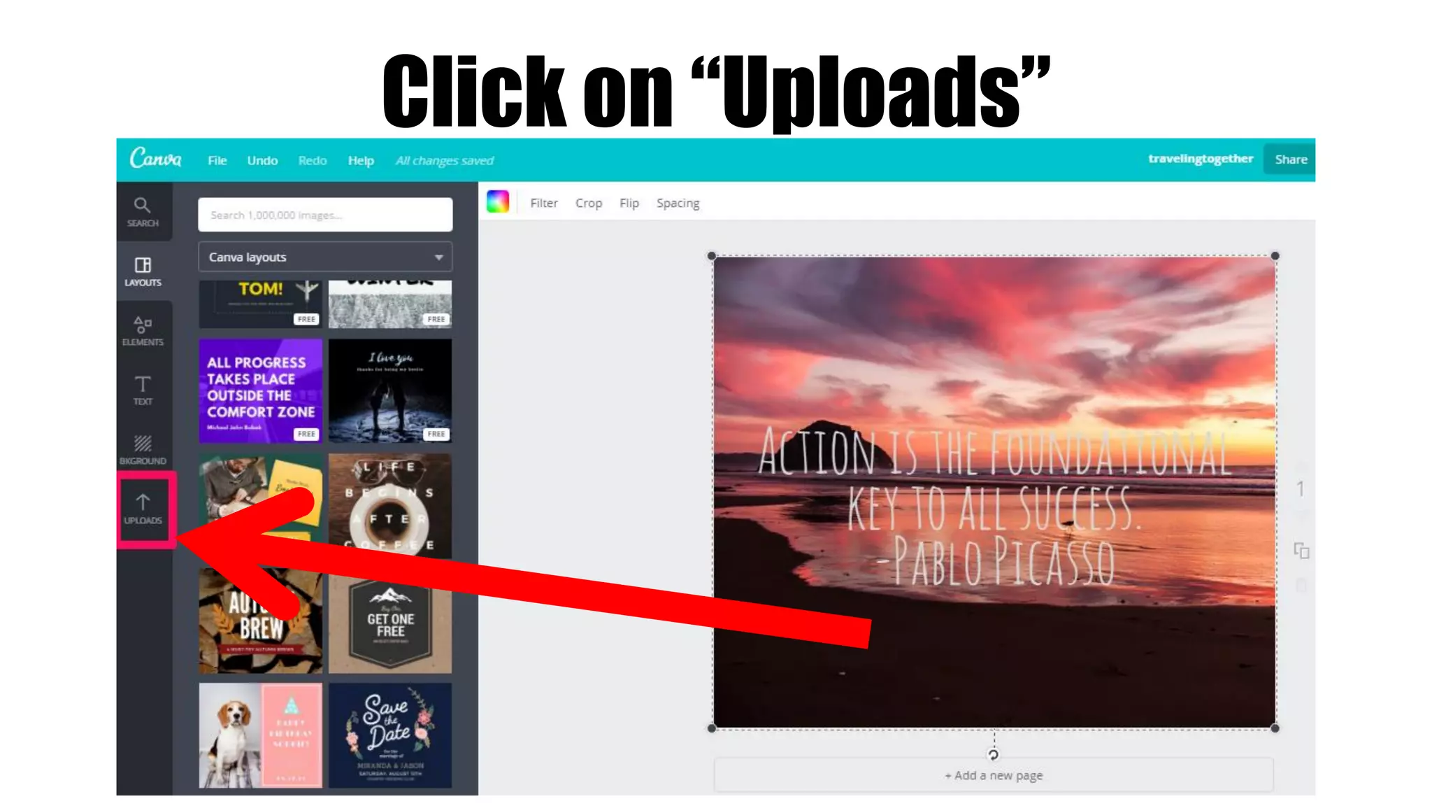 Click on “Uploads”
 