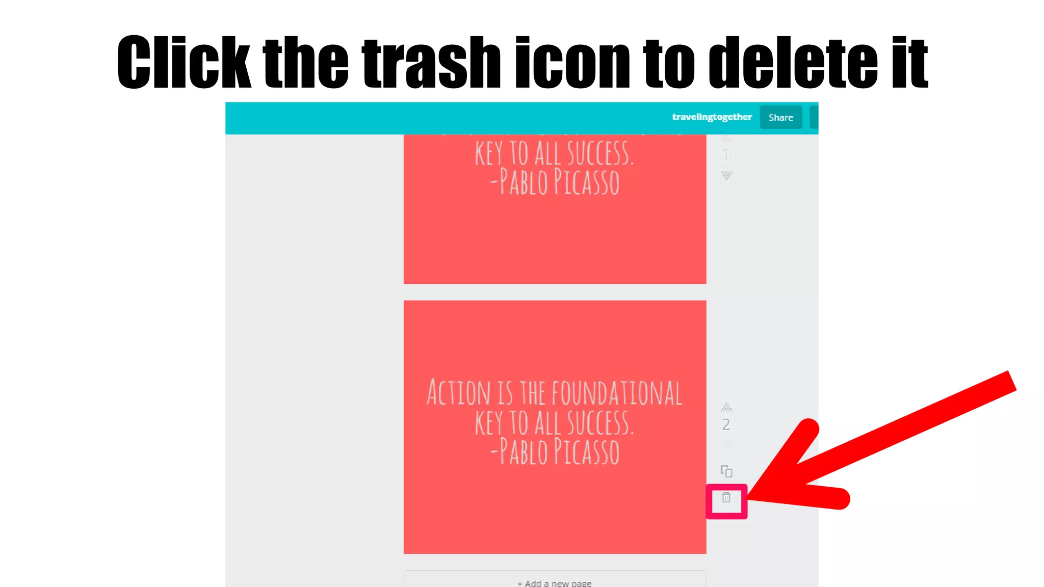 Click the trash icon to delete it
 