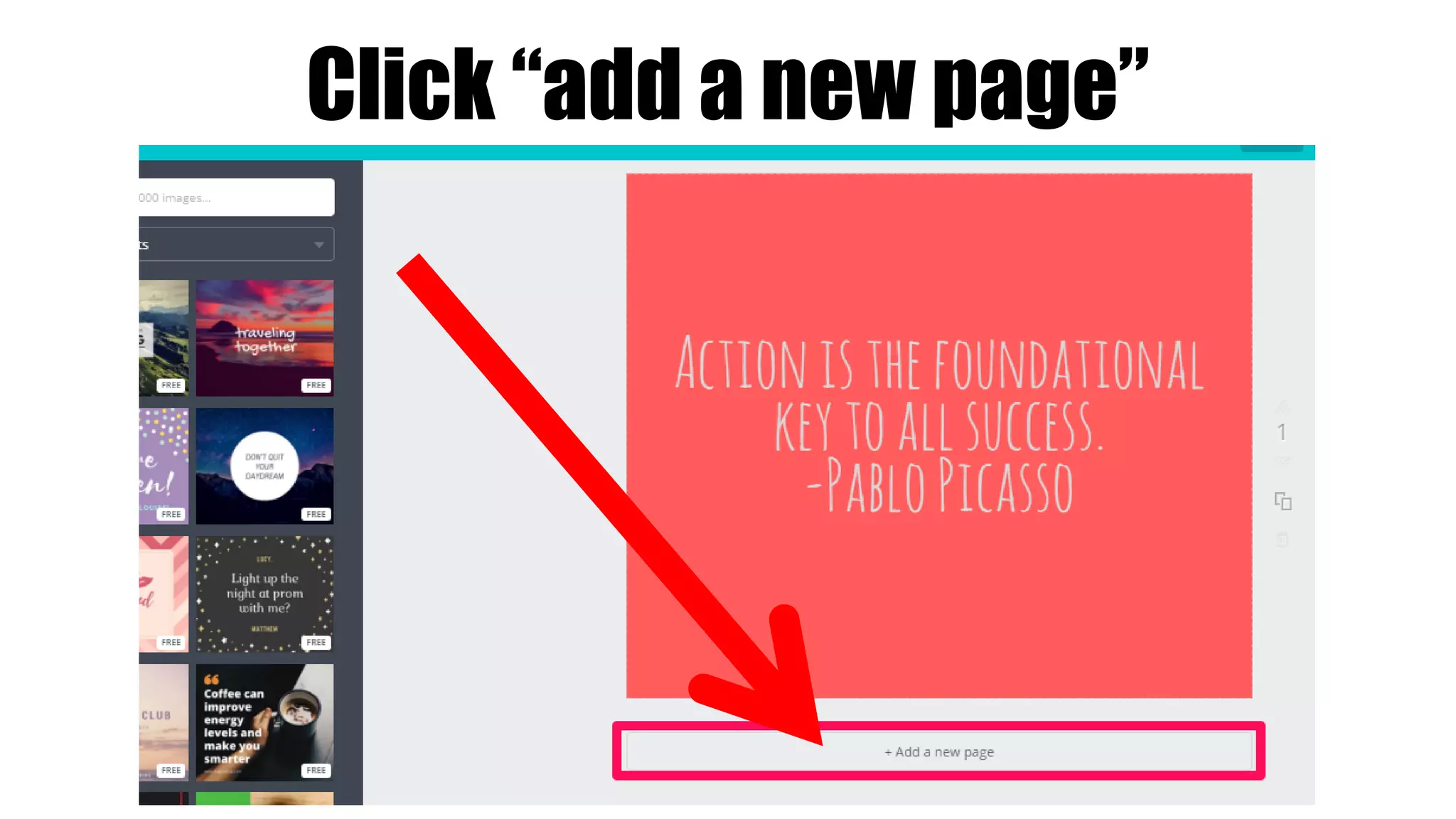 Click “add a new page”
 