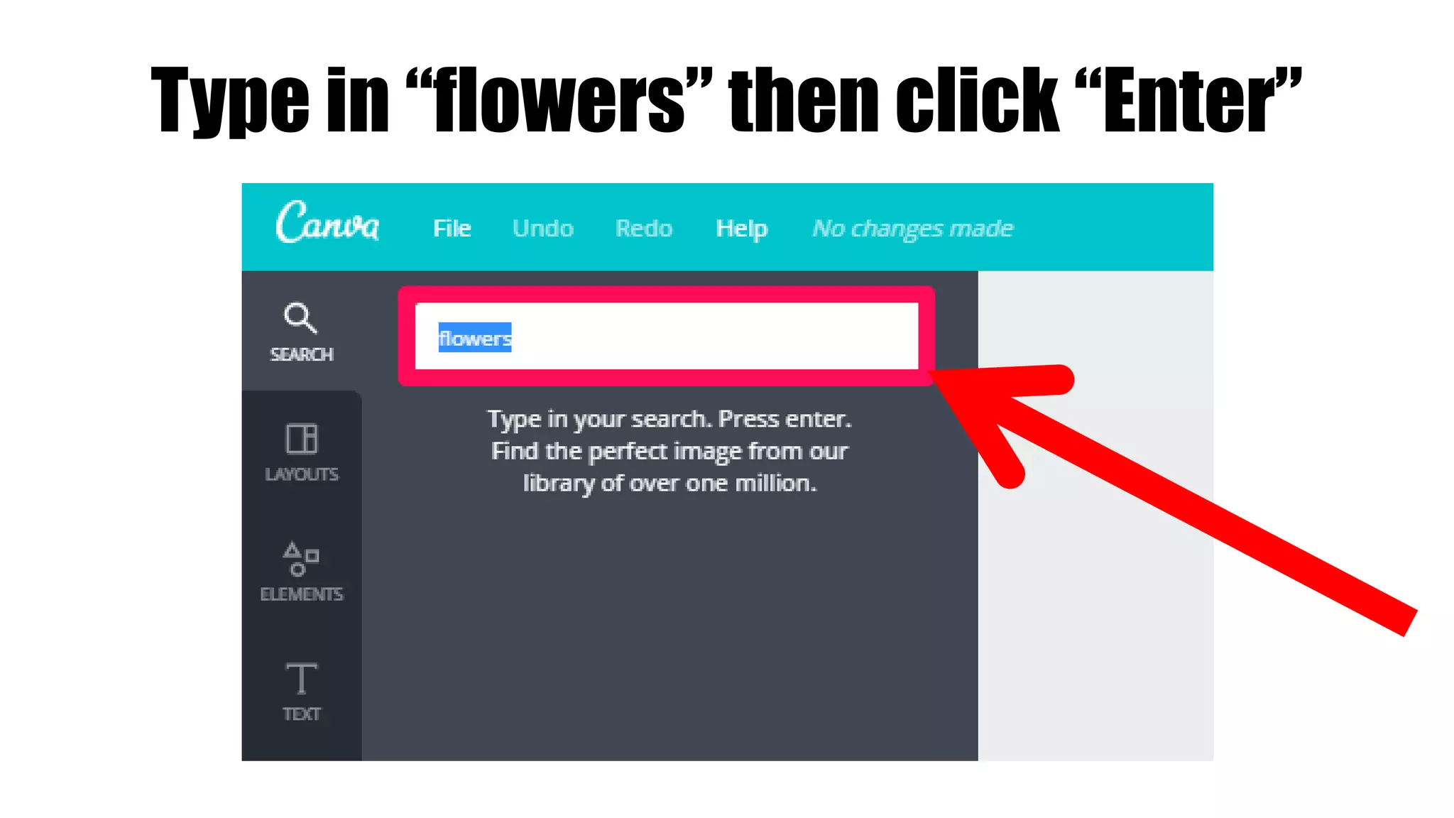 Type in “flowers” then click “Enter”
 