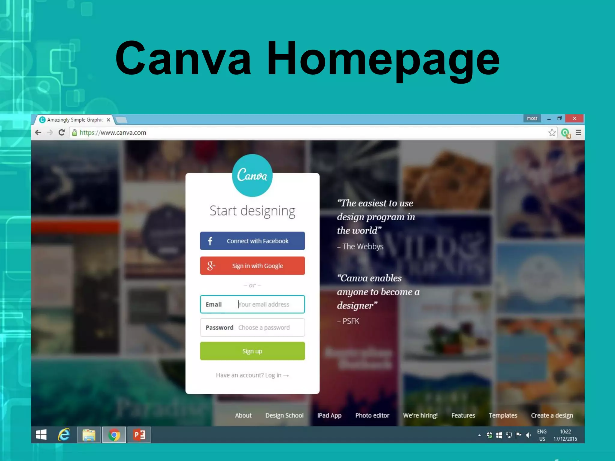 Canva Homepage
 