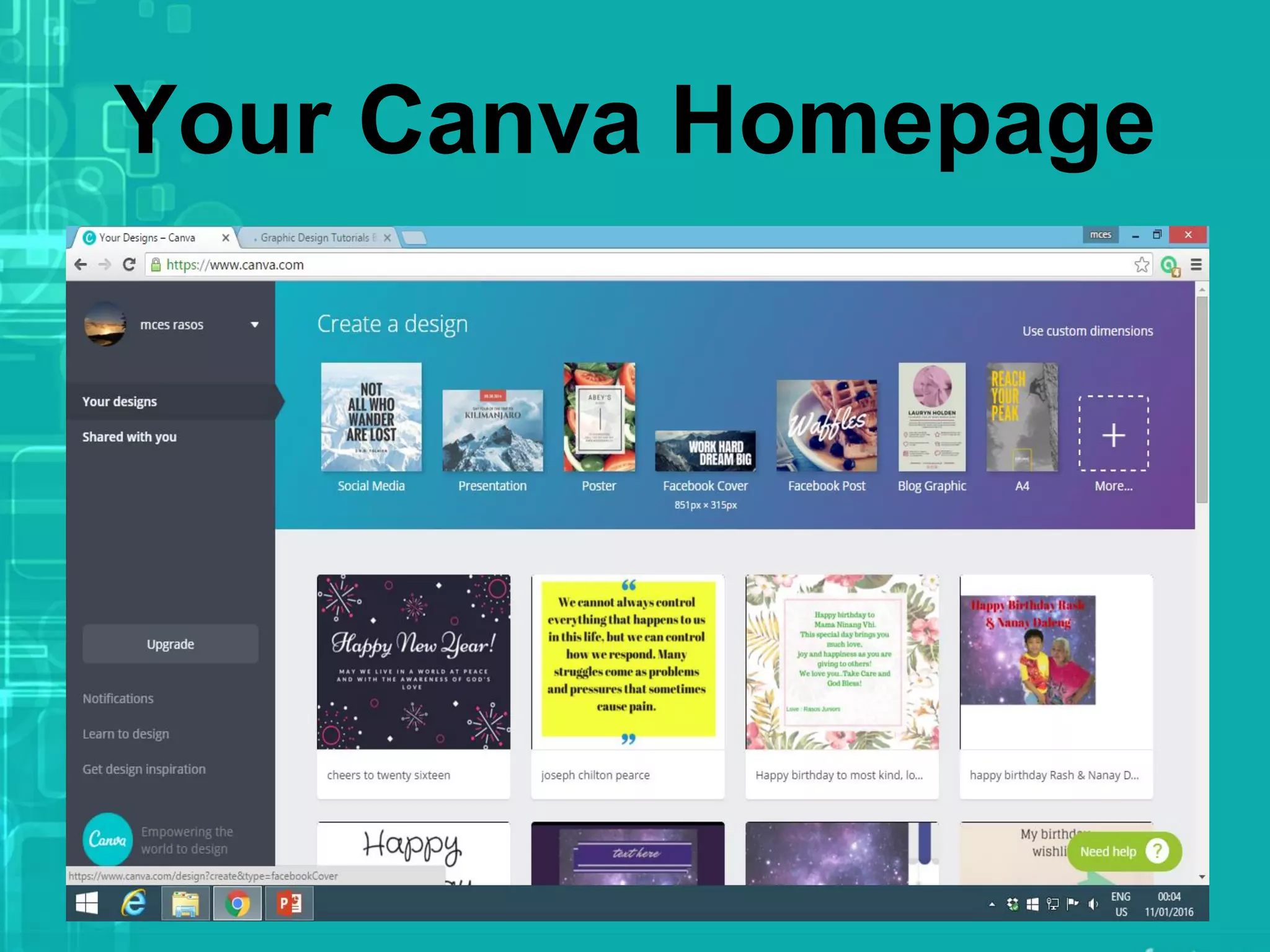 Your Canva Homepage
 