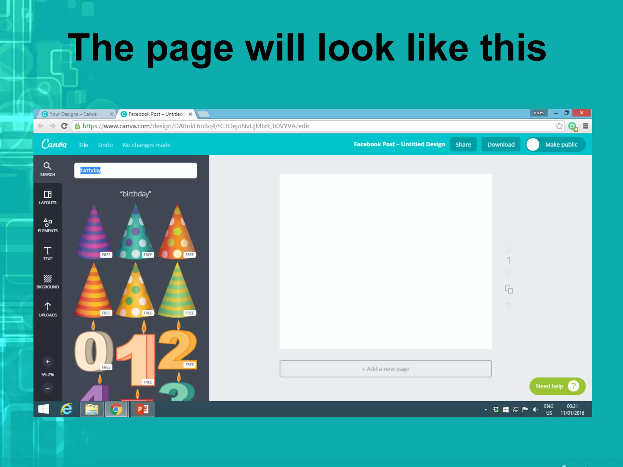 The page will look like this
 