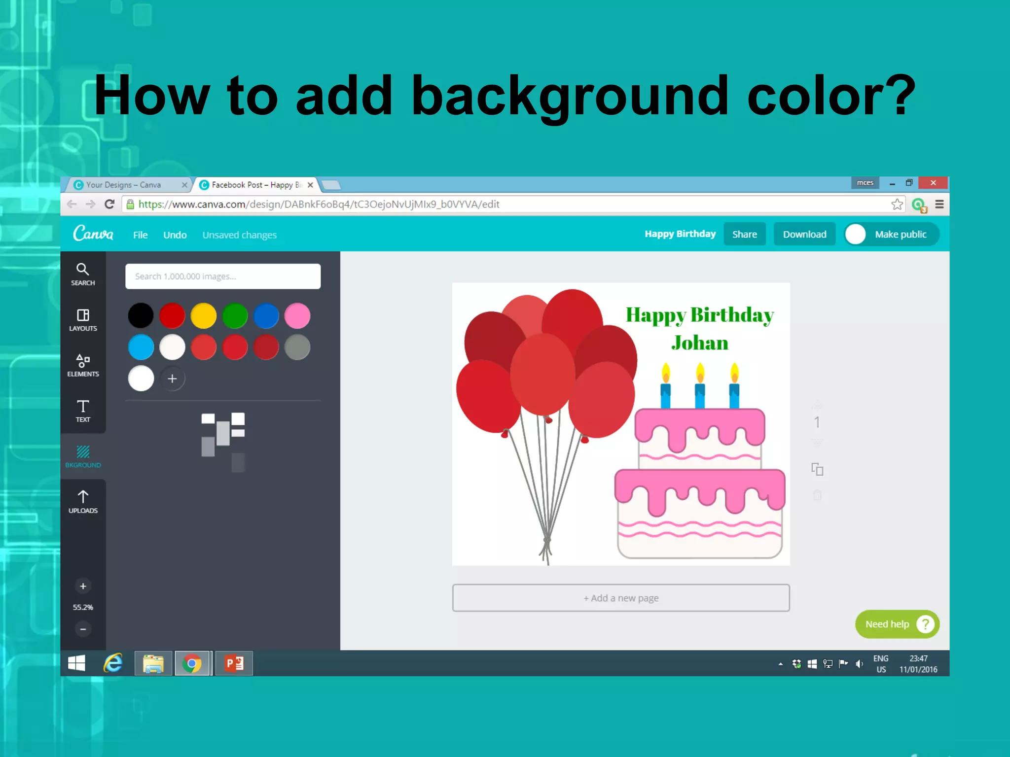 How to add background color?
 