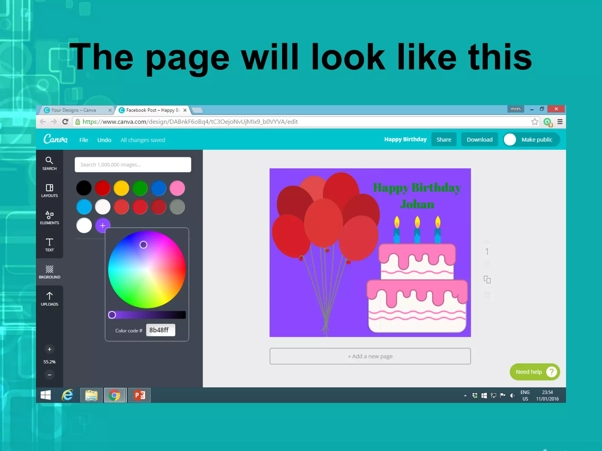 The page will look like this
 