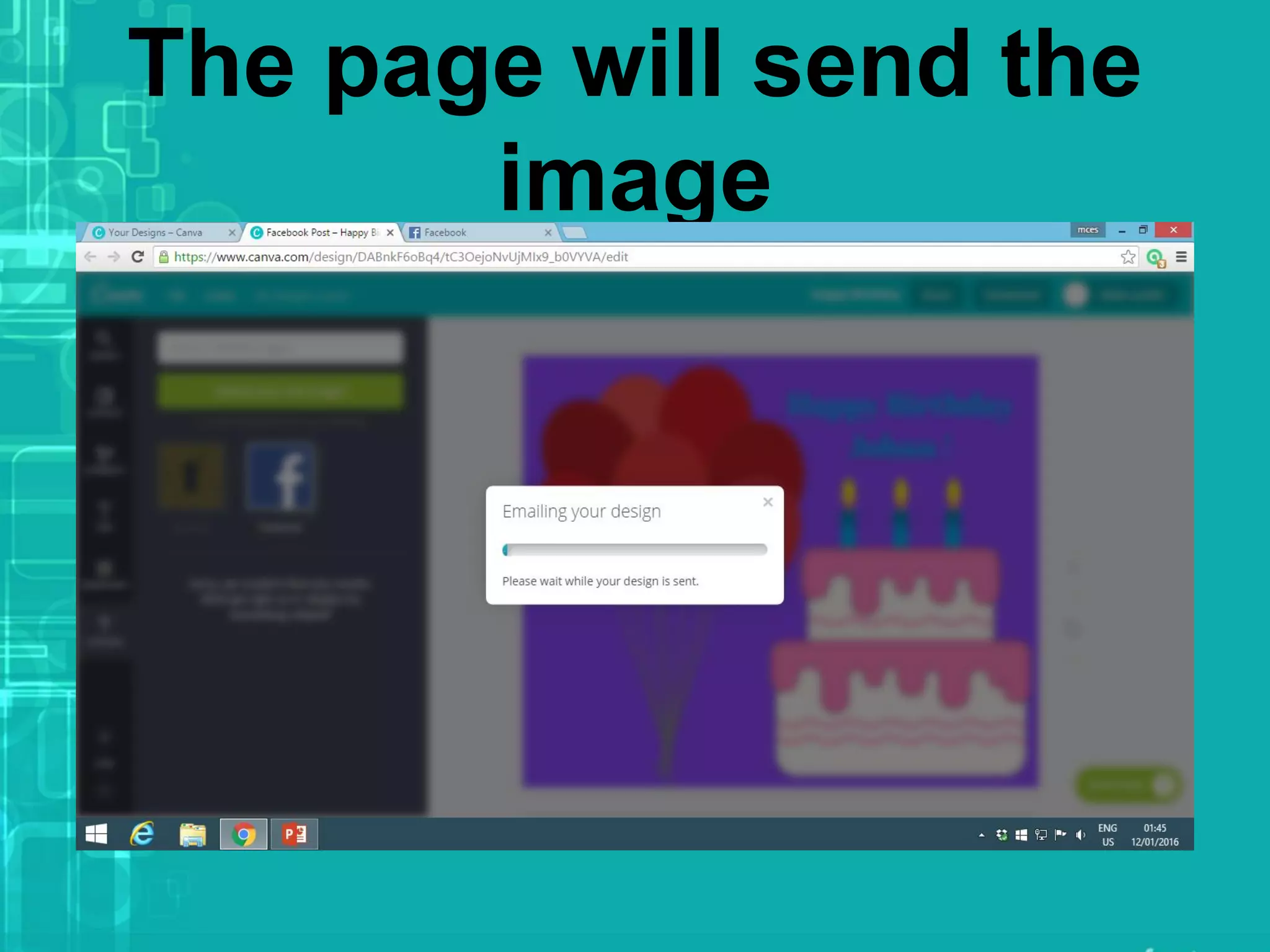 The page will send the
image
 