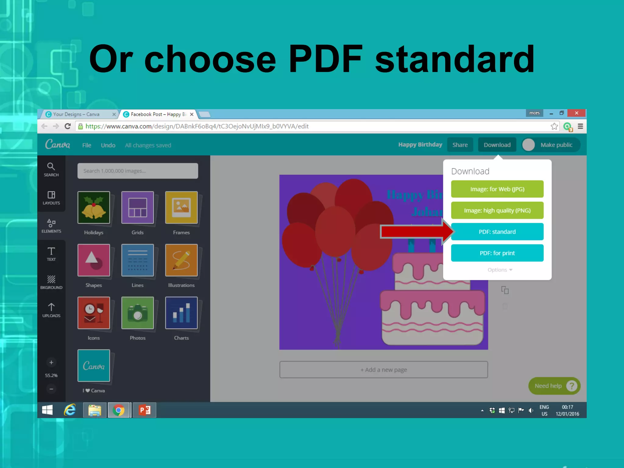 Or choose PDF standard
 