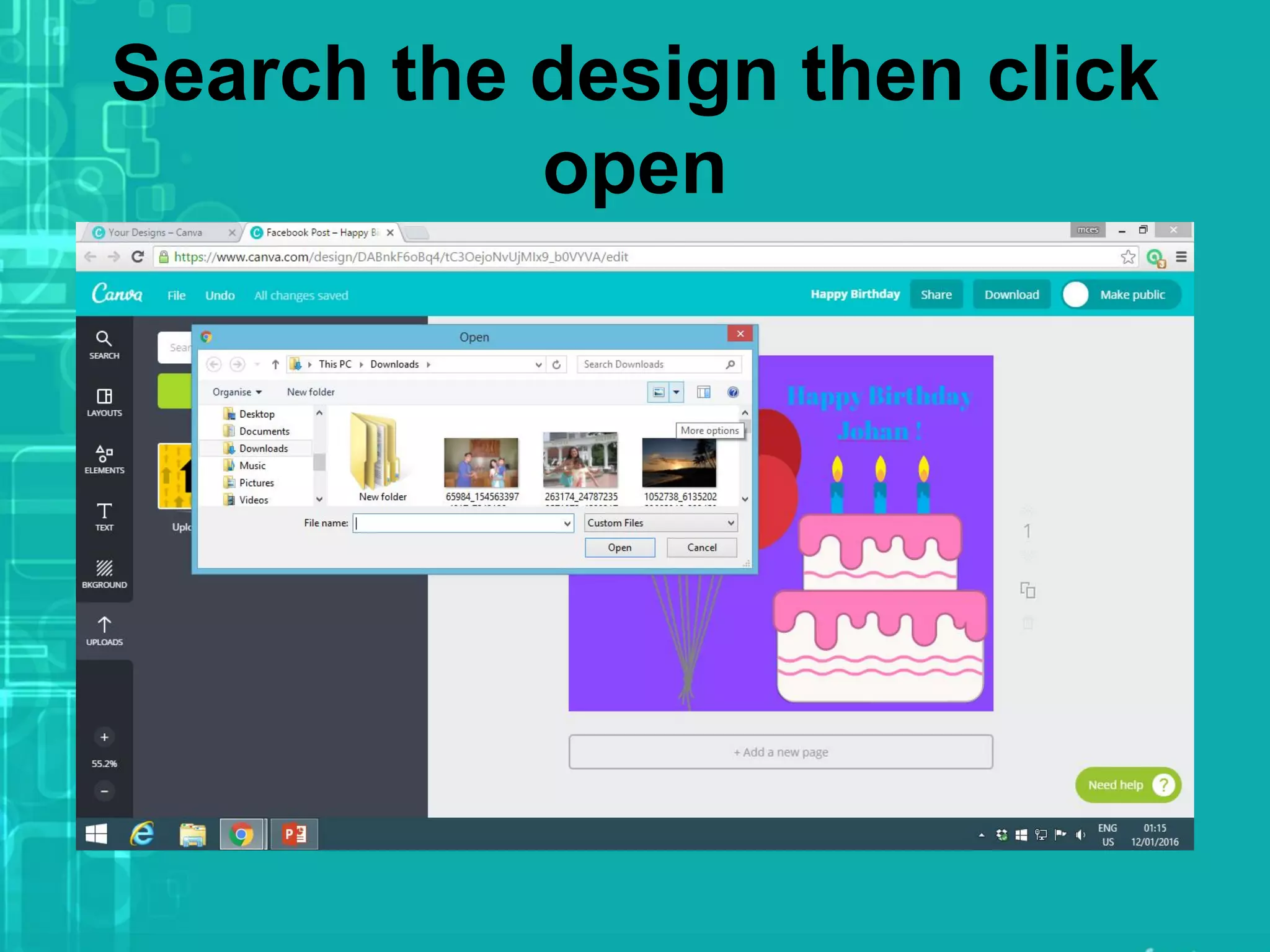 Search the design then click
open
 