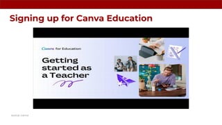 Signing up for Canva Education
source: canva
 