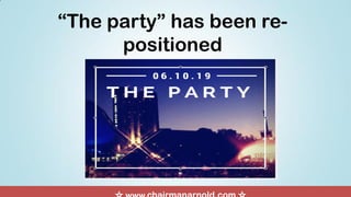 “The party” has been re-
positioned
 