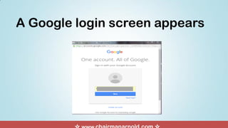 A Google login screen appears
 
