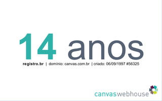 14   anos registro.br   |  domínio: canvas.com.br  | criado: 06/09/1997 #56325 