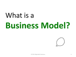 What is a
Business Model?

        © 2012 BigVisible Solutions   4
 
