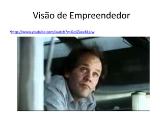 Visão de Empreendedor
•http://www.youtube.com/watch?v=GqGSwvKLsJw
 