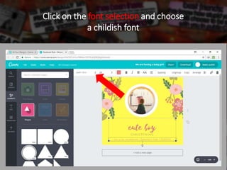 Click on the font selection and choose
a childish font
 