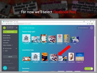 For now we'll select Facebook Post
 