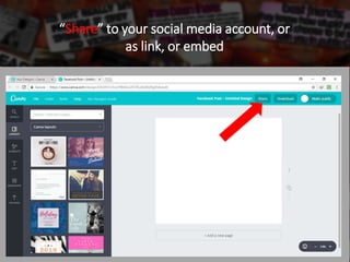 “Share” to your social media account, or
as link, or embed
 