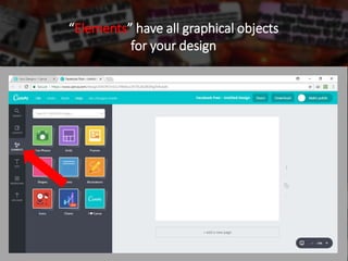 “Elements” have all graphical objects
for your design
 