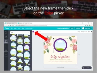 Select the new frame then click
on the Color picker
 