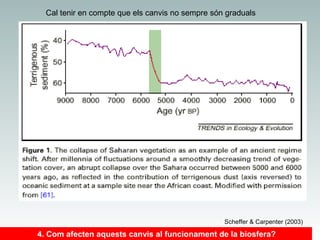 Cal tenir en compte que els canvis no sempre són graduals

Scheffer & Carpenter (2003)

4. Com afecten aquests canvis al funcionament de la biosfera?

 
