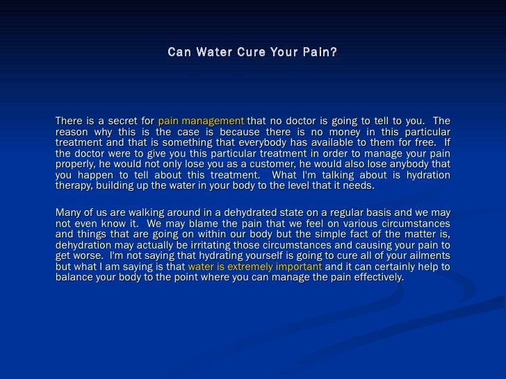 Can Water Cure Your Pain