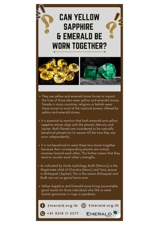 Can Yellow Sapphire (Pukhraj) And Emerald (Panna) Be Worn Together?