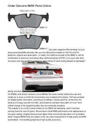 Order Genuine BMW Parts Online