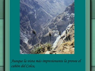 Aunque la vista más impresionante la provee el cañón del Colca,  