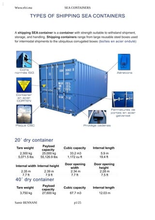 Fb Container Type Caontainer types and container ships | PDF