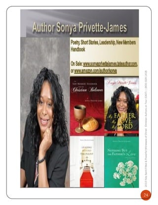 24

2013 Holy Spirit-Filled & Powerful Witnesses of Christ: Christian Authors on Tour (CAOT) | (800) 929-1418

 