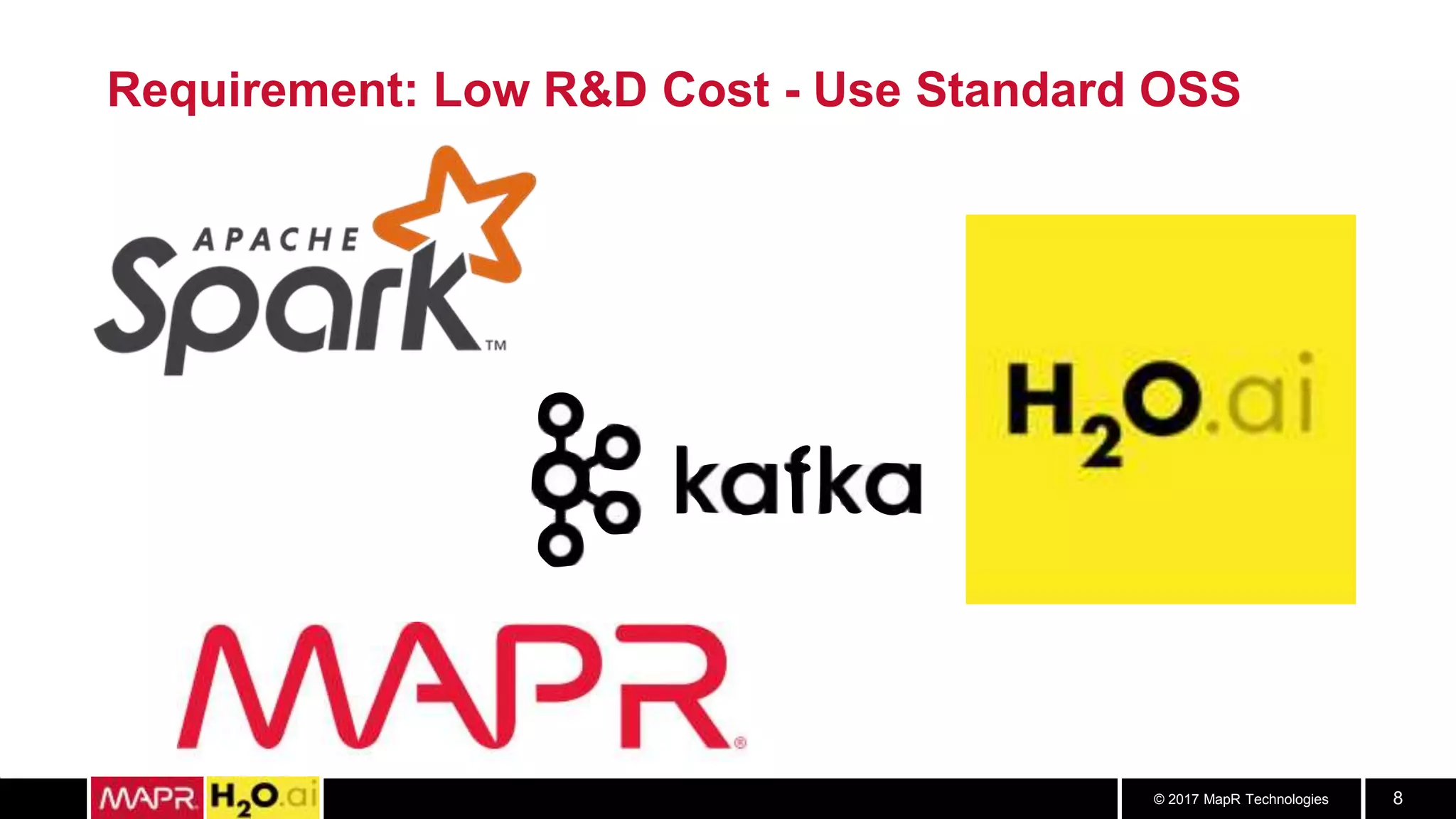 © 2017 MapR Technologies 8
Requirement: Low R&D Cost - Use Standard OSS
 