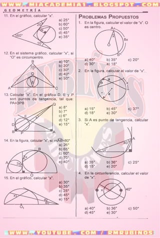 ÁNGULOS  EN LA  CIRCUNFERENCIA 