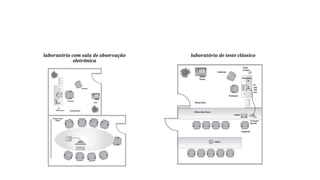 laboratório com sala de observação
eletrônica

laboratório de teste clássico

 