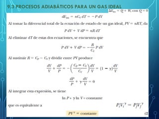 9.3 PROCESOS ADIABÁTICOS PARA UN GAS IDEAL
 
